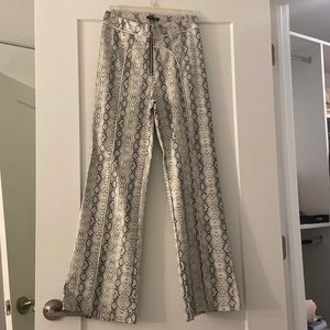 Snake print leather pants